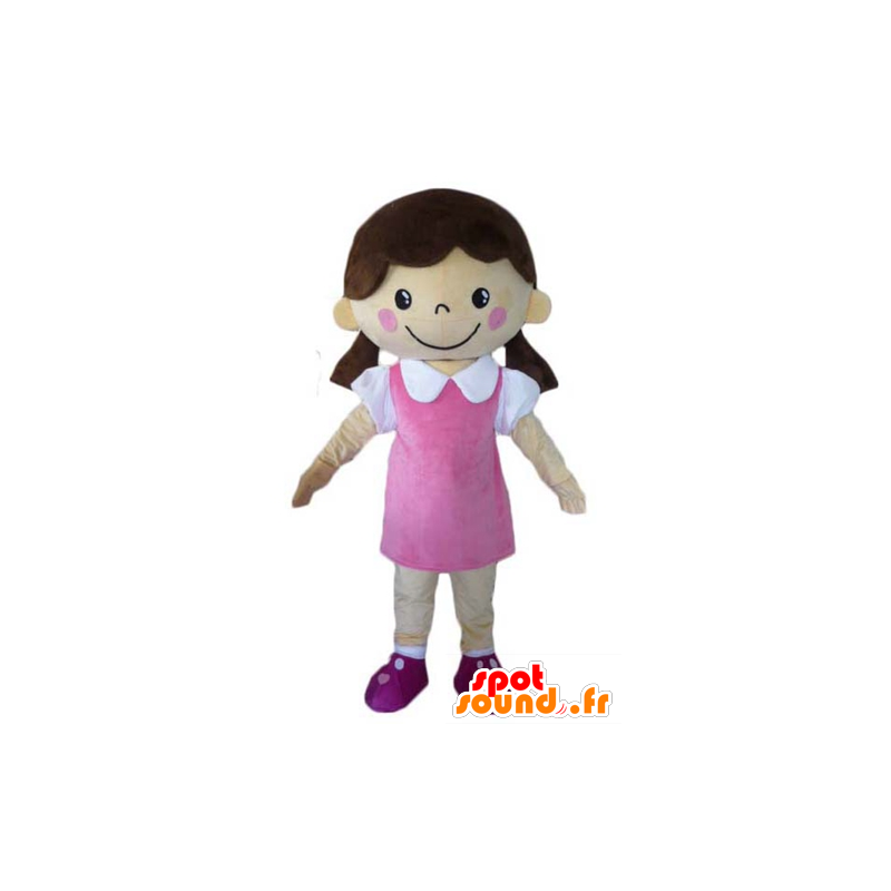 Mascote paquera menina vestida com um vestido rosa - MASFR23965 - Mascotes Boys and Girls