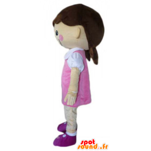 Mascote paquera menina vestida com um vestido rosa - MASFR23965 - Mascotes Boys and Girls
