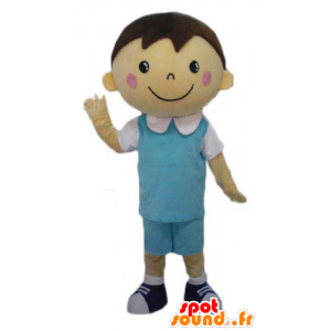 Boy mascot, schoolboy well dressed, with a blue and white outfit - MASFR23966 - Mascots boys and girls