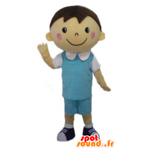 Boy mascotte, school goed gekleed, met een blauwe en witte uitrusting - MASFR23966 - Mascottes Boys and Girls