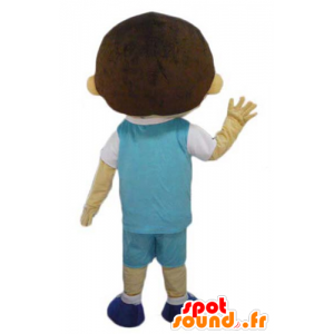 Boy Maskottchen, Schüler gut gekleidet, mit einem blauen und weißen Outfit - MASFR23966 - Maskottchen-jungen und Mädchen