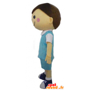 Menino mascote, escola bem vestido, com uma roupa azul e branco - MASFR23966 - Mascotes Boys and Girls