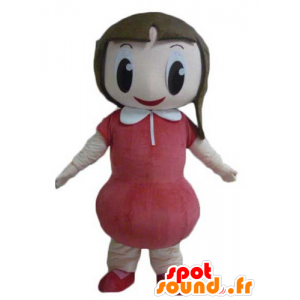 Mascotte muy sonriente niña con un vestido rojo - MASFR23968 - Chicas y chicos de mascotas