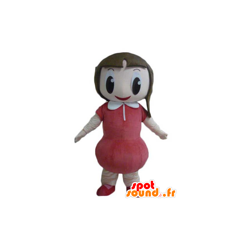 Mascot muito alegre menina com um vestido vermelho - MASFR23968 - Mascotes Boys and Girls