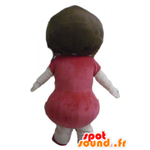 Mascotte heel vrolijk meisje met een rode jurk - MASFR23968 - Mascottes Boys and Girls