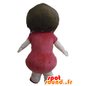Mascot muito alegre menina com um vestido vermelho - MASFR23968 - Mascotes Boys and Girls