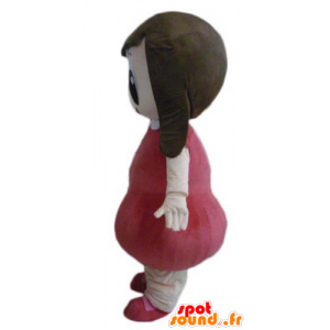 Mascotte heel vrolijk meisje met een rode jurk - MASFR23968 - Mascottes Boys and Girls