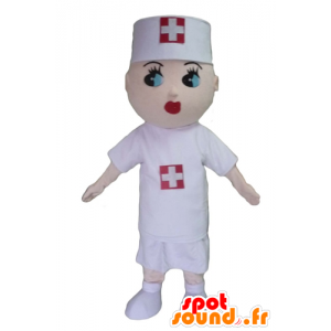 Enfermeira mascote, com uma blusa branca - MASFR23970 - Mascotes humanos