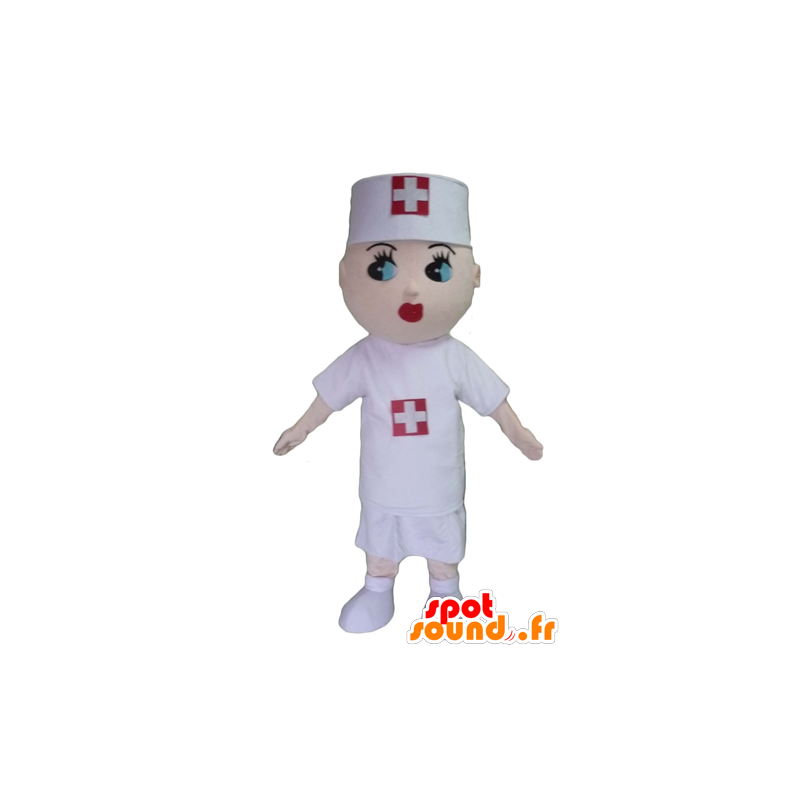 Enfermeira mascote, com uma blusa branca - MASFR23970 - Mascotes humanos