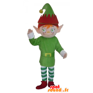 Kabouter mascotte, elf, gekleed in groen, wit en rood - MASFR23974 - Human Mascottes