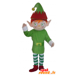 Leprechaun mascot, elf, dressed in green, white and red - MASFR23974 - Human mascots