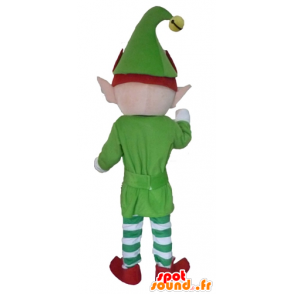 Mascote leprechaun, elf, vestida de verde, branco e vermelho - MASFR23974 - Mascotes humanos