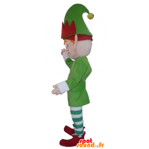 Kabouter mascotte, elf, gekleed in groen, wit en rood - MASFR23974 - Human Mascottes