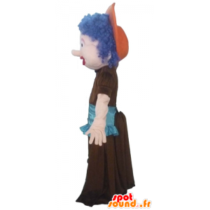 Mascot woman with blue hair, a dress and apron - MASFR23975 - Mascots woman