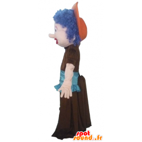 Maskottchen-Frau mit blauen Haaren, ein Kleid und Schürze - MASFR23975 - Maskottchen-Frau