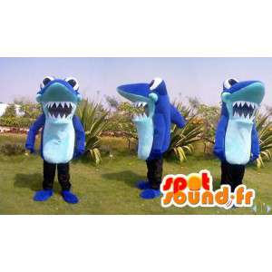 Azul mascote tubarão tamanho gigante - todos os tamanhos - MASFR006585 - mascotes tubarão