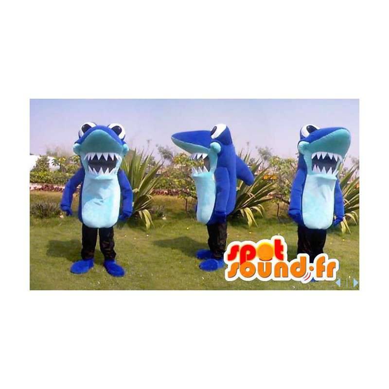 Azul mascote tubarão tamanho gigante - todos os tamanhos - MASFR006585 - mascotes tubarão