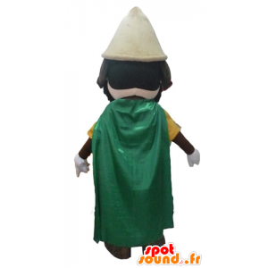 Cavaliere Mascotte, con un vestito giallo e un mantello verde - MASFR23977 - Mascotte dei cavalieri