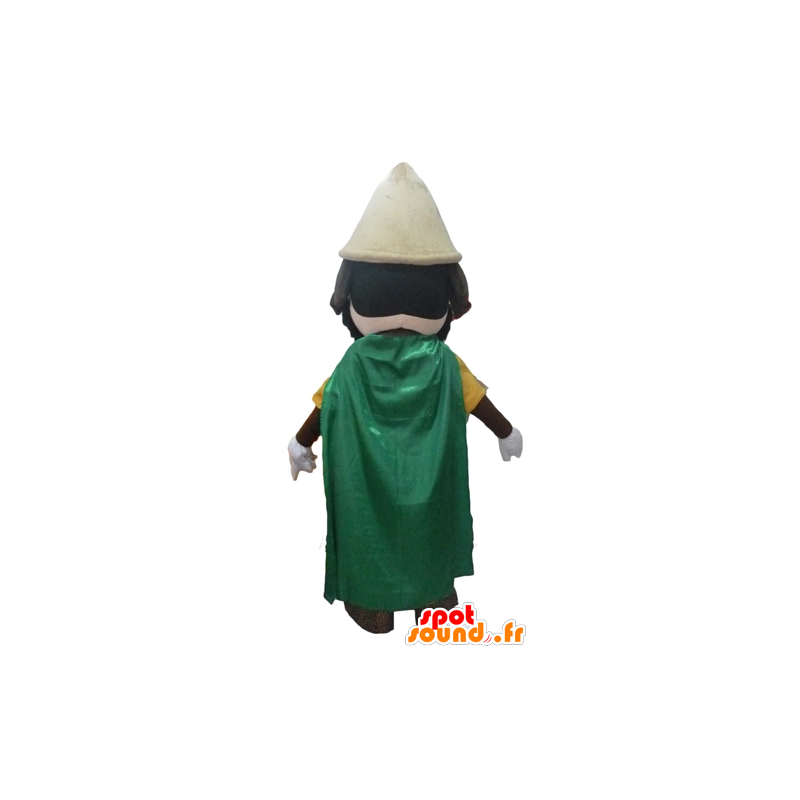 Knight Mascot keltainen mekko ja vihreä viitta - MASFR23977 - Mascottes de chevaliers Knight Mascot keltainen mekko ja vihreä viitta - MASFR23977 - Mascottes de chevaliers