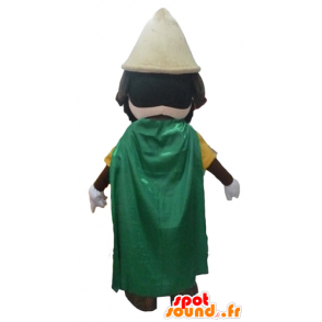Cavaliere Mascotte, con un vestito giallo e un mantello verde - MASFR23977 - Mascotte dei cavalieri