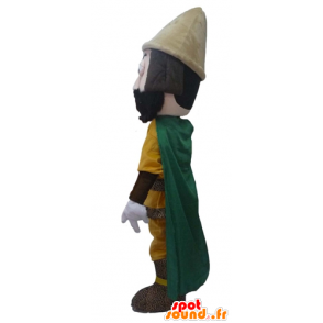 Cavaliere Mascotte, con un vestito giallo e un mantello verde - MASFR23977 - Mascotte dei cavalieri