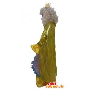Queen mascot, princess dress with a yellow crown - MASFR23978 - Human mascots