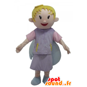 Anděl maskot, světlovlasá, usměvavý, krásné křídla - MASFR23979 - Pohádkové Maskoti