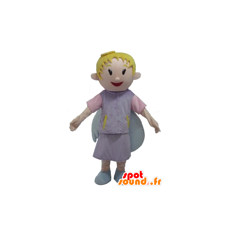 Anjo Mascot, loiro, sorrindo, linda asas - MASFR23979 - fadas Mascotes