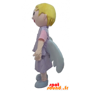 Angel Mascot, blonde, glimlachen, mooie vleugels - MASFR23979 - Fairy Mascottes