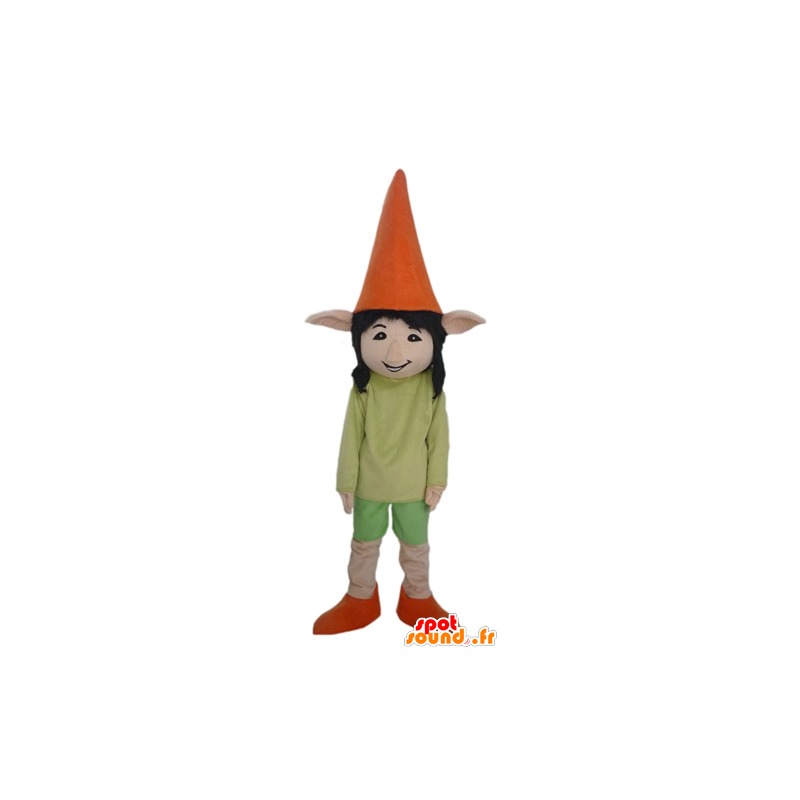 Mascotte de lutin, d'elfe, aux oreilles pointues, très souriant - MASFR23982 - Mascottes Humaines