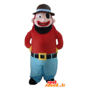 Mascot barbudo e sorridente, com um tapa-olho - MASFR23984 - Mascotes homem