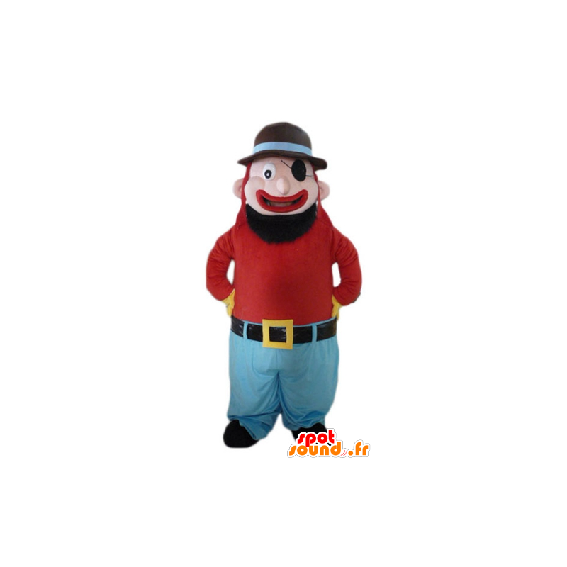 Mascot barbudo e sorridente, com um tapa-olho - MASFR23984 - Mascotes homem