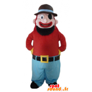 Mascot barbudo e sorridente, com um tapa-olho - MASFR23984 - Mascotes homem