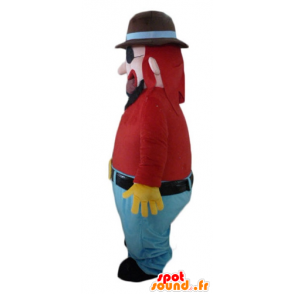 Maskot vousatý a úsměvem, s náplastí oční - MASFR23984 - Man Maskoti