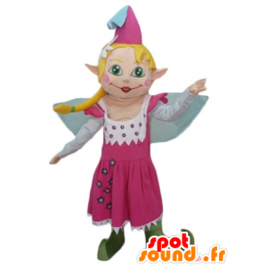 Maskot ganske fe i rosa kjole, med blonde hår - MASFR23985 - Fairy Maskoter