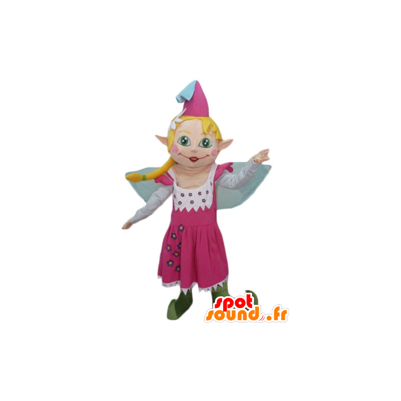 Mascotte mooie fee in roze jurk, met blond haar - MASFR23985 - Fairy Mascottes