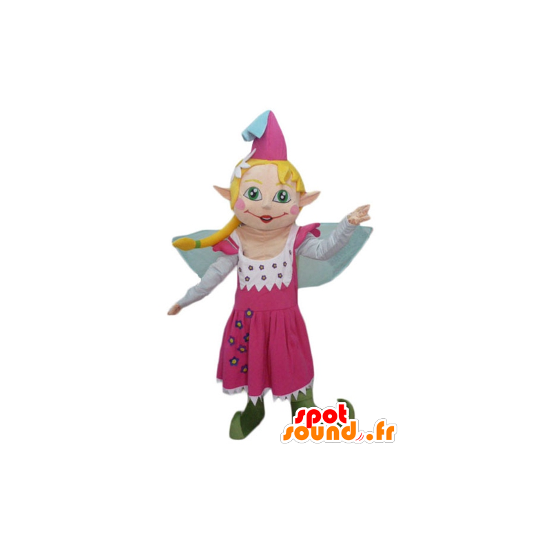 ピンクのドレスを着たかわいい妖精のマスコット、ブロンドの髪-MASFR23985-妖精のマスコット