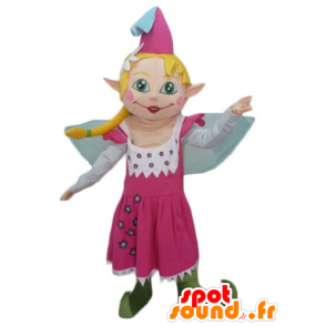 Mascotte de jolie fée en robe rose, avec les cheveux blonds - MASFR23985 - Mascottes Fée