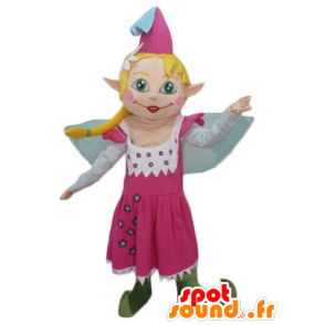 Mascotte mooie fee in roze jurk, met blond haar - MASFR23985 - Fairy Mascottes