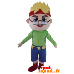 Mascot blonde jongen man met een bril en een hoofdband - MASFR23986 - man Mascottes