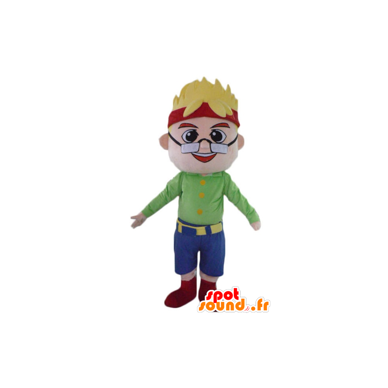 Mascot blond boy man with glasses and a headband - MASFR23986 - Human mascots