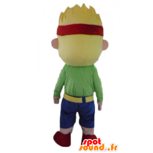 Mascot blonden Jungen Mann mit Brille und einem Stirnband - MASFR23986 - Menschliche Maskottchen