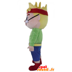 Mascot blond boy man with glasses and a headband - MASFR23986 - Human mascots