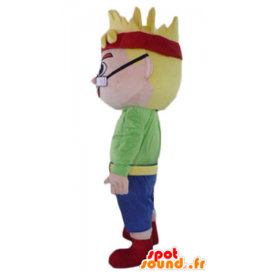 Mascot blonde jongen man met een bril en een hoofdband - MASFR23986 - man Mascottes