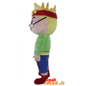 Mascot blonden Jungen Mann mit Brille und einem Stirnband - MASFR23986 - Menschliche Maskottchen