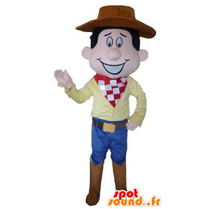 Cowboy mascot, in traditional dress with a hat - MASFR23992 - Human mascots