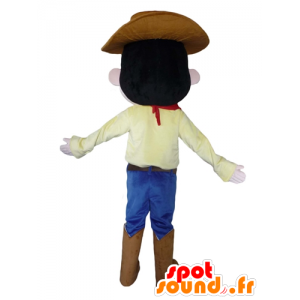 Mascotte de cow-boy, en tenue traditionnelle avec un chapeau - MASFR23992 - Mascottes Humaines