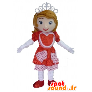 Princesa de la mascota con un vestido rojo y blanco - MASFR23994 - Mascotas humanas