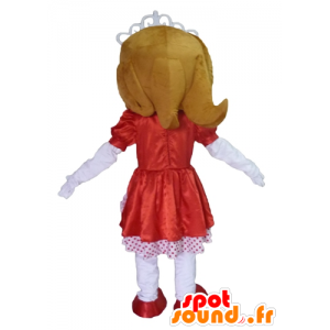 Princesa Mascote, com um vestido vermelho e branco - MASFR23994 - Mascotes humanos