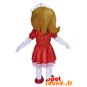 Mascotte de princesse, avec une robe rouge et blanche - MASFR23994 - Mascottes Humaines